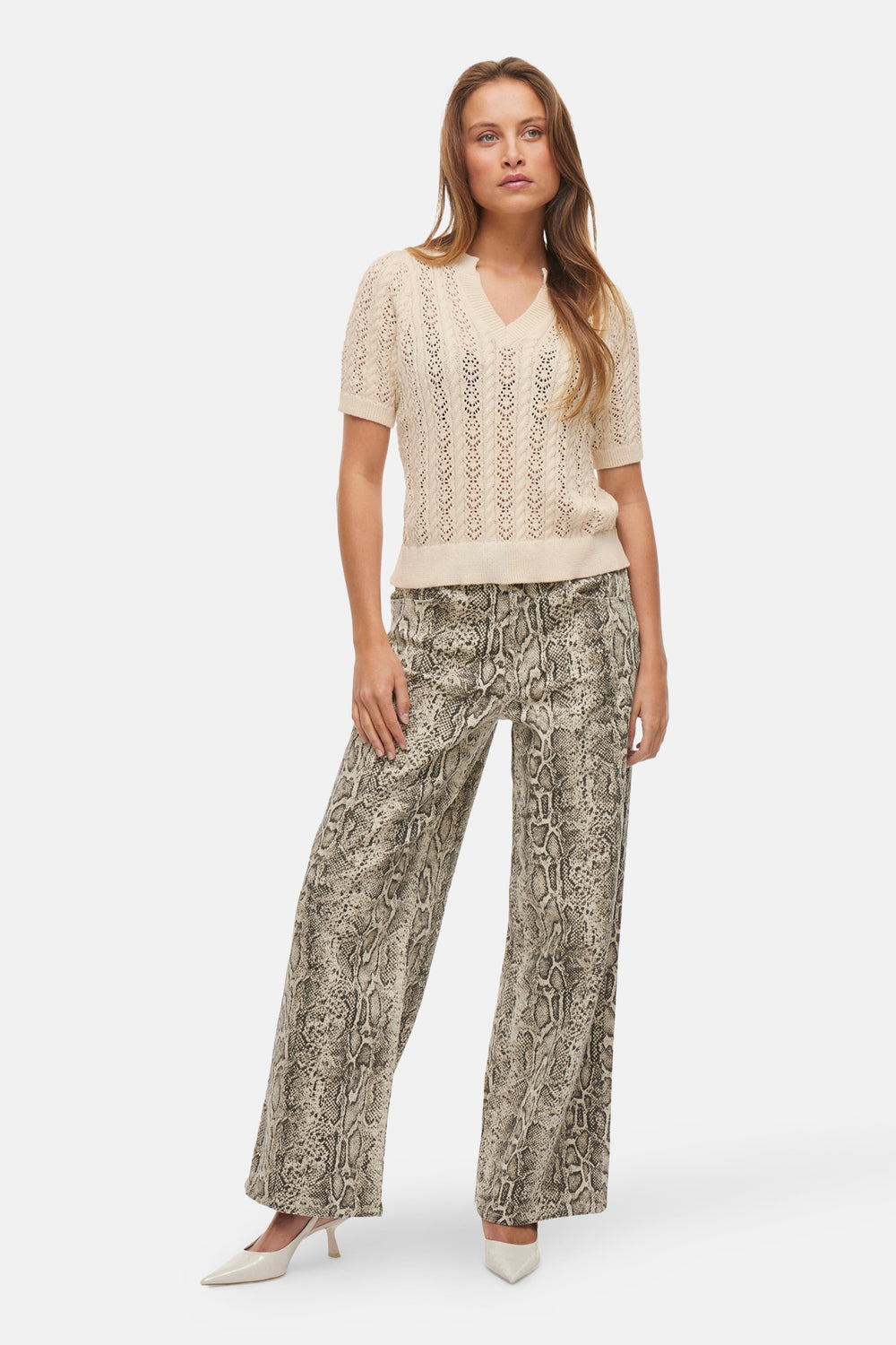 Top uni manches courtes Beige - VILA®