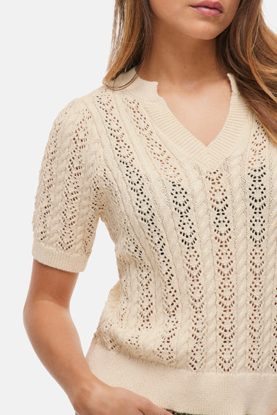 Top uni manches courtes Beige - VILA®