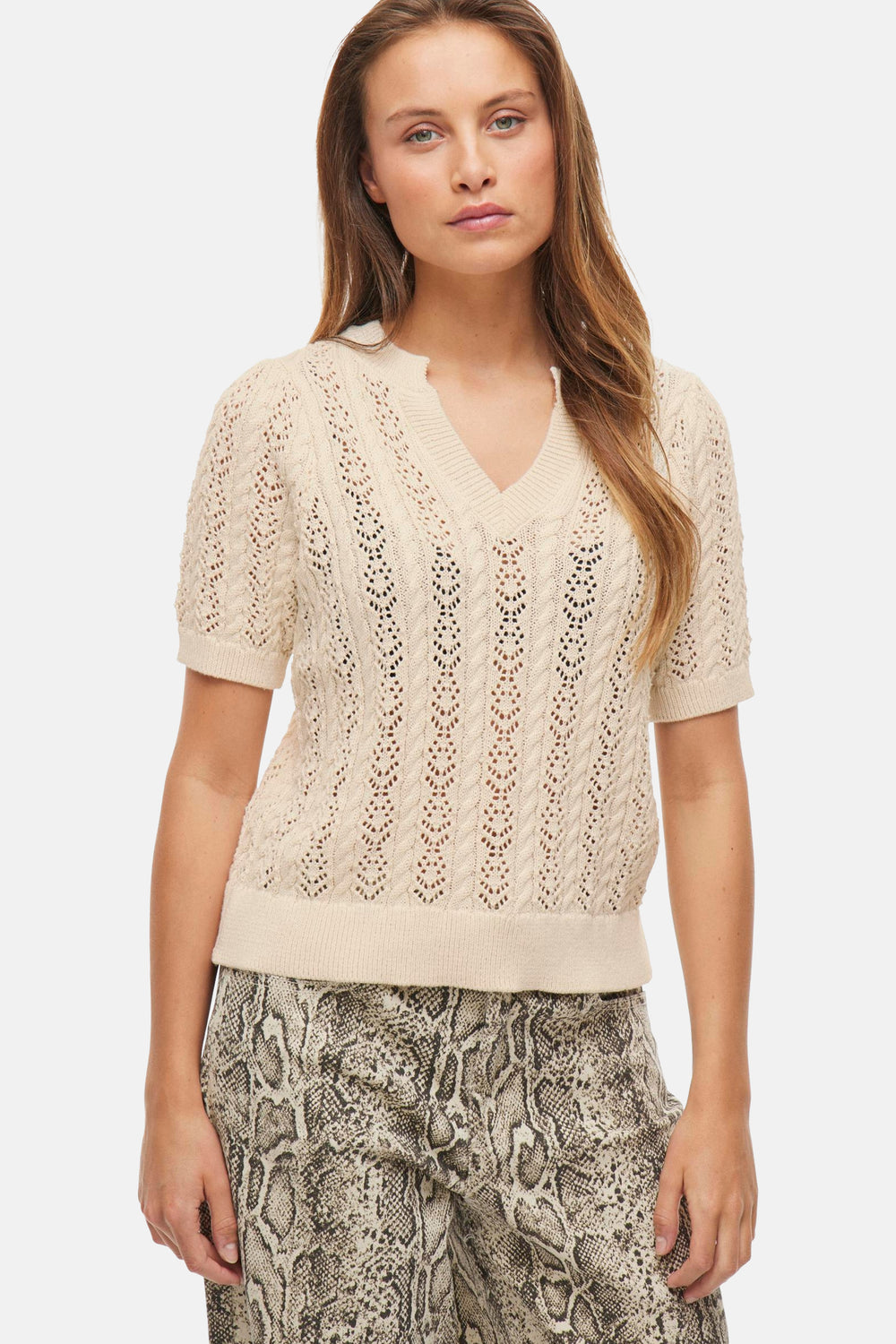 Top uni manches courtes Beige - VILA®