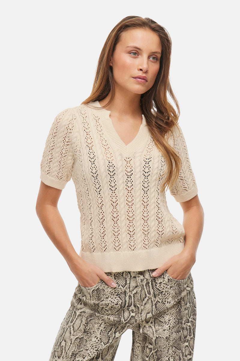 VITOTO NEW S/S CABLE KNIT TOP