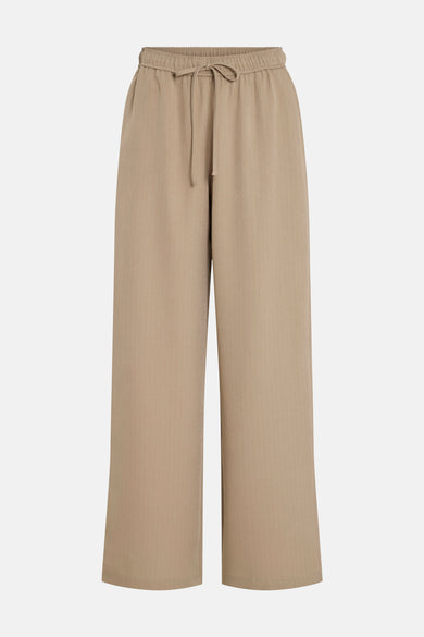 Pantalon beige à rayures fines de VILA, avec cordon de serrage à la taille élastiquée.