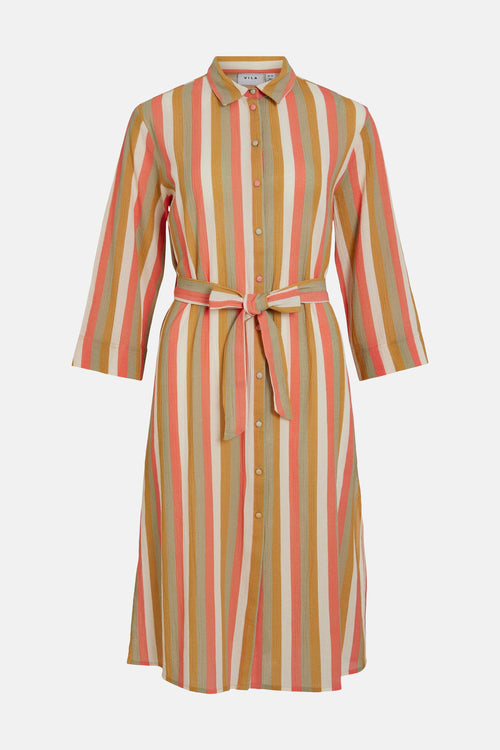 VICALIGO 3/4 MIDI SHIRT DRESS/R