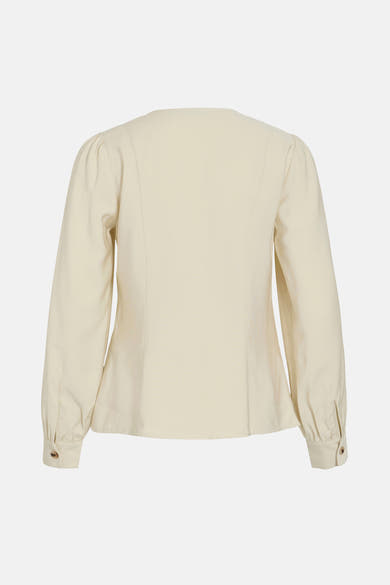 Beige blouse met lange mouwen van VILA®, slim fit, knopen aan de manchetten.
