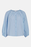Blauwe gestreepte blouse met lange mouwen van VILA®, met een losse pasvorm en knoopsluiting.