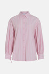 Roze gestreept wit overhemd met lange mouwen van VILA®, met knopen en elastische manchetten.