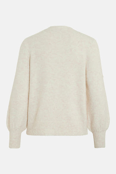 Beige vest van VILA, met lange ballonmouwen en geribde boorden.