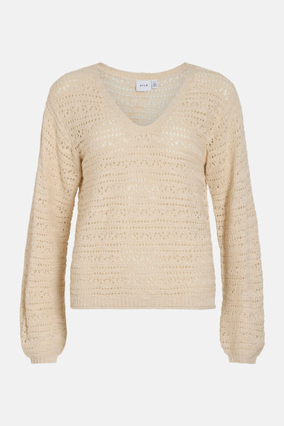Pull col V Beige - VILA®