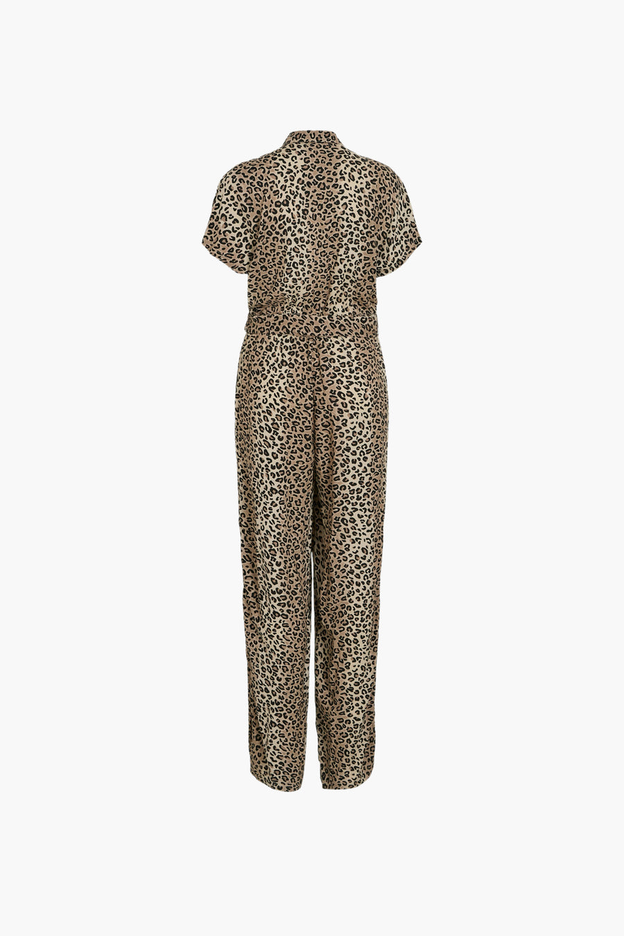 Bruin VILA jumpsuit met all-over luipaardprint.