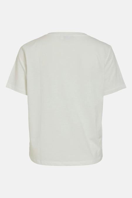 Wit T-shirt met korte mouwen van VILA®, effen, achterkant.