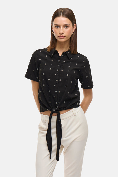 VIPRISILLA PRINT S/S KNOT SHIRT/1