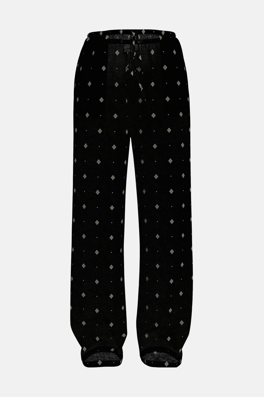 Zwarte broek met patroon van VILA®, met wit ruitpatroon over de gehele stof.