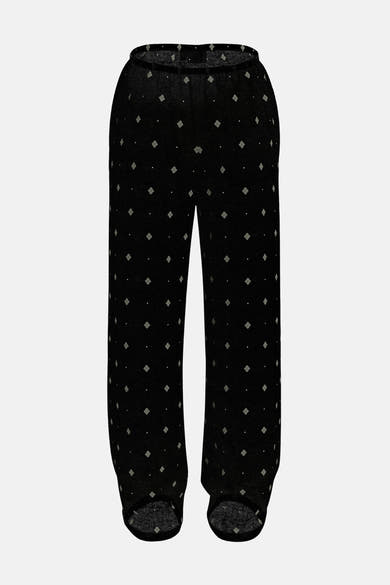 Pantalon noir à motifs de VILA®, avec motif losange blanc sur l'ensemble.