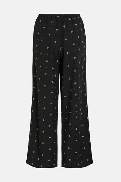 Zwarte broek met geometrische patronen van VILA®, losse pasvorm en elastische tailleband.