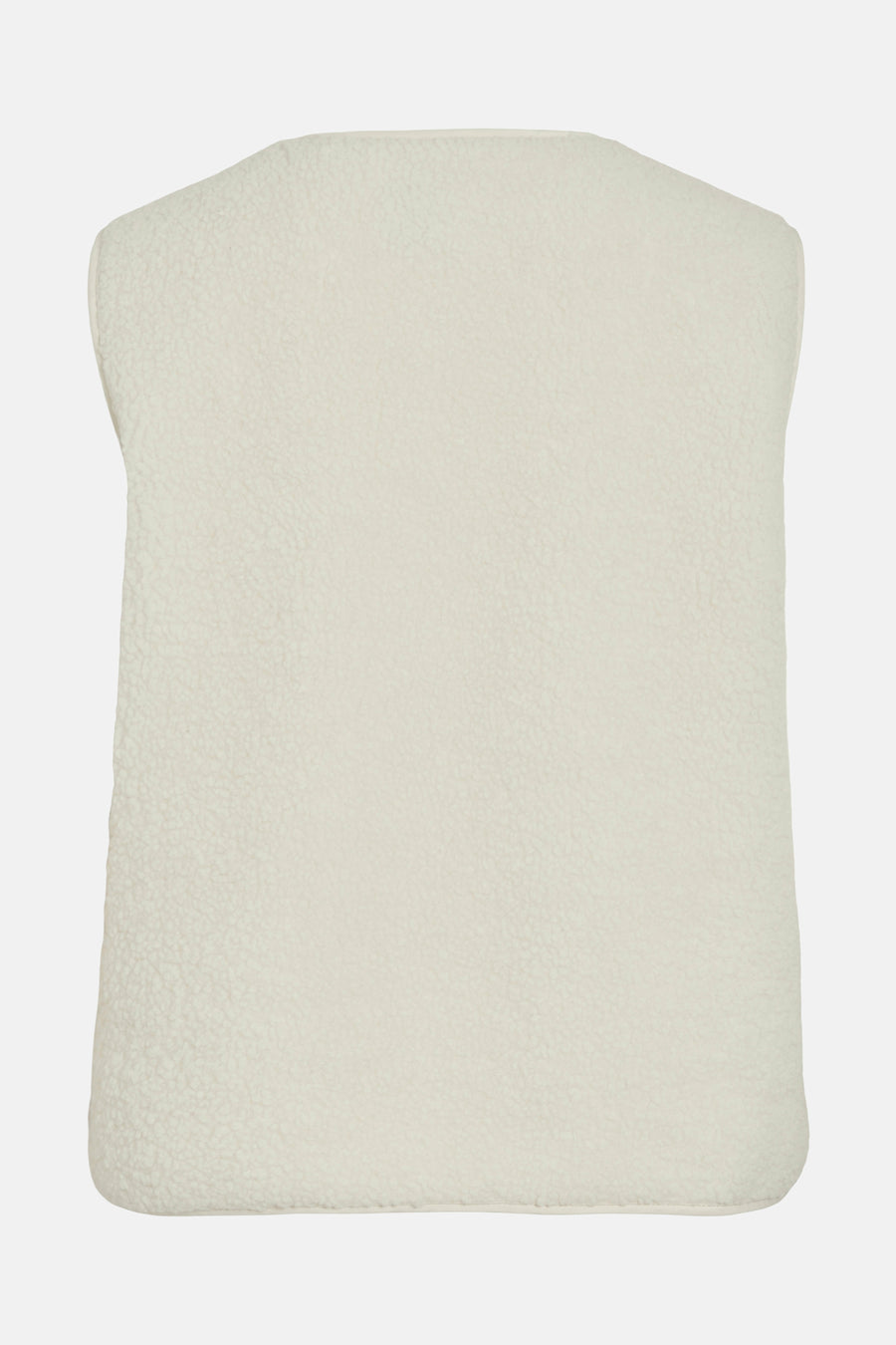 Gilet écru de VILA®, en fausse fourrure texturée, sans manches, sur fond blanc.