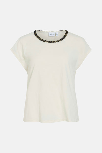 Top uni manches courtes Beige - VILA®