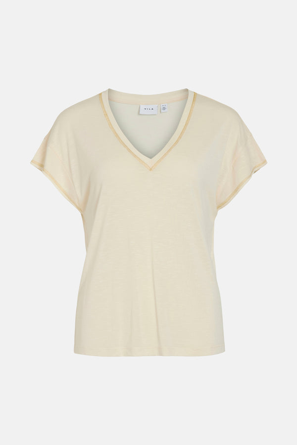 Top uni manches courtes Beige - VILA®