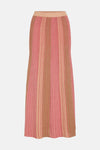 Lange meerkleurige rok van VILA® met verticale strepen in perzik- en roze tinten.