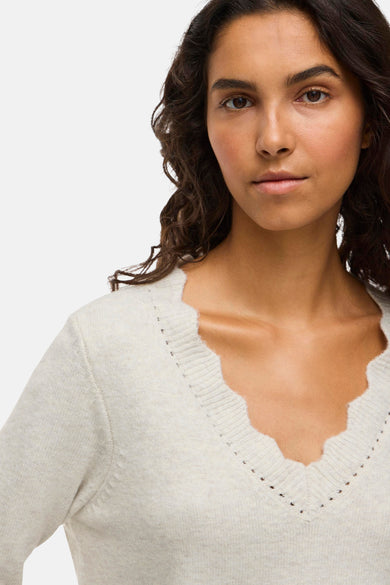 Pull met V-hals - beige