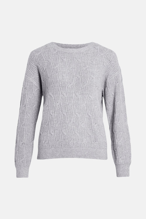 VILASSIA O-NECK L/S CABEL KNIT TOP -NOOS