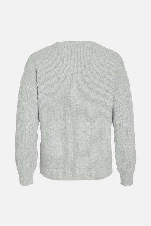 VILASSIA O-NECK L/S CABEL KNIT TOP -NOOS