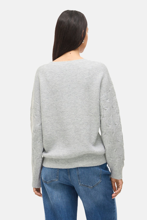 VILASSIA O-NECK L/S CABEL KNIT TOP -NOOS