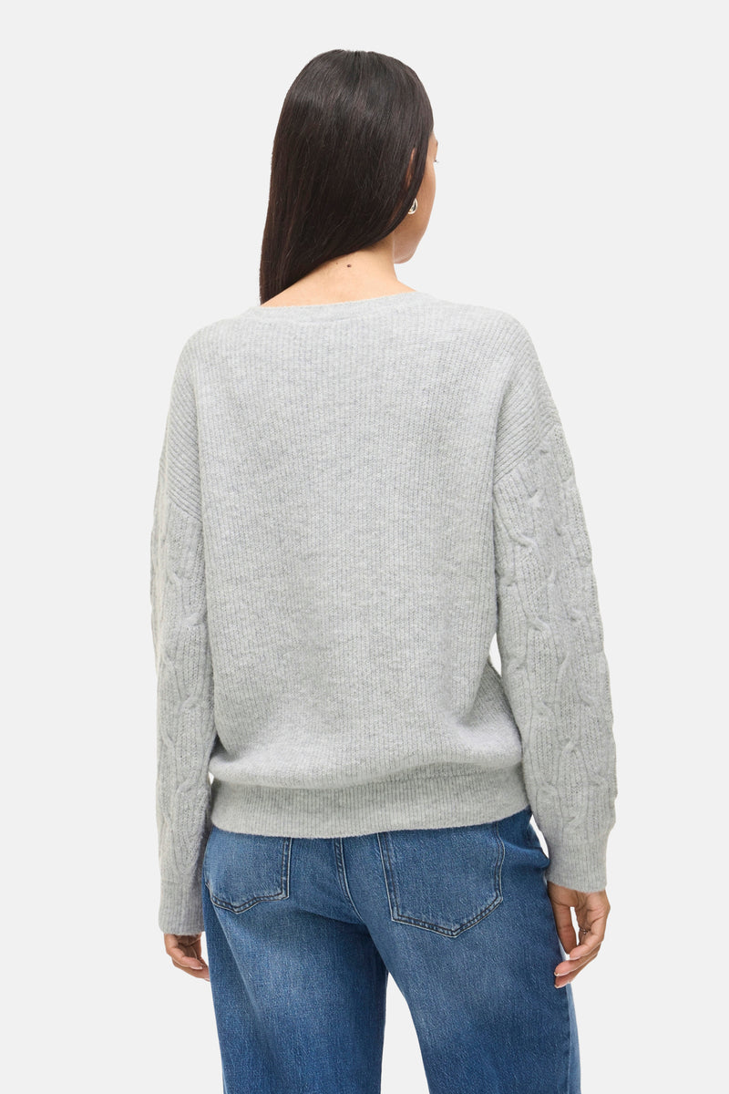 Pull met ronde hals - grijs