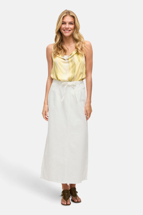 VIPAL HW ANCLE DENIM SKIRT WHITE