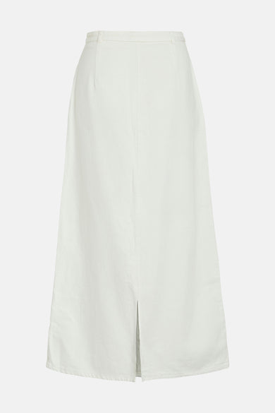 VIPAL HW ANCLE DENIM SKIRT WHITE