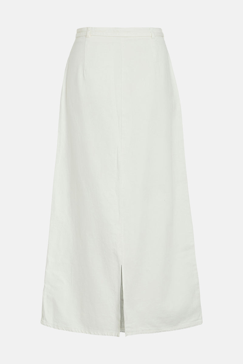 VIPAL HW ANCLE DENIM SKIRT WHITE