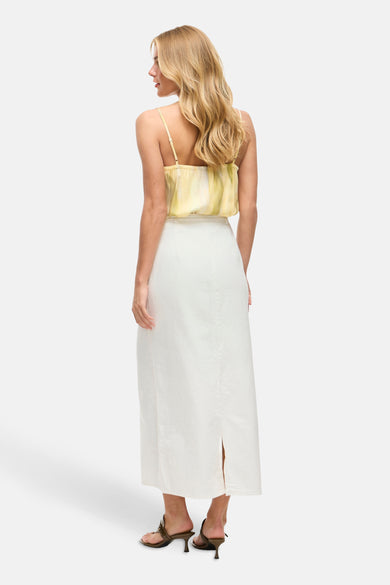 VIPAL HW ANCLE DENIM SKIRT WHITE