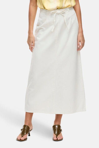 VIPAL HW ANCLE DENIM SKIRT WHITE