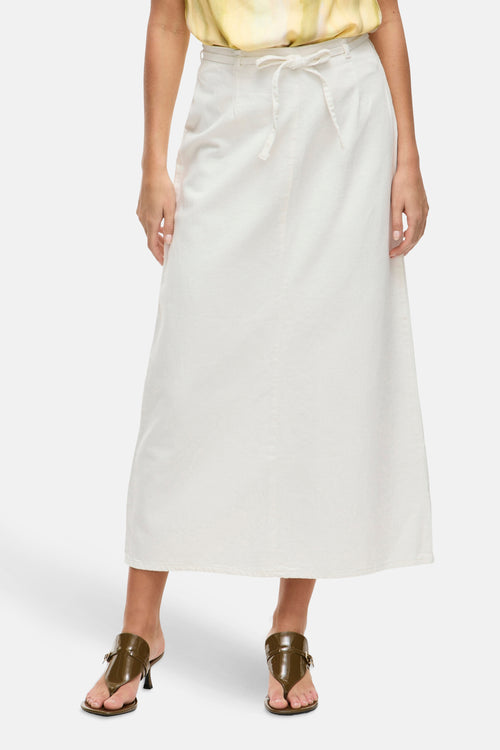 VIPAL HW ANCLE DENIM SKIRT WHITE