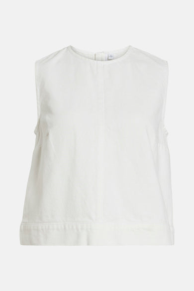 Blouse sans manches en denim blanc de VILA, avec une coupe carrée courte.