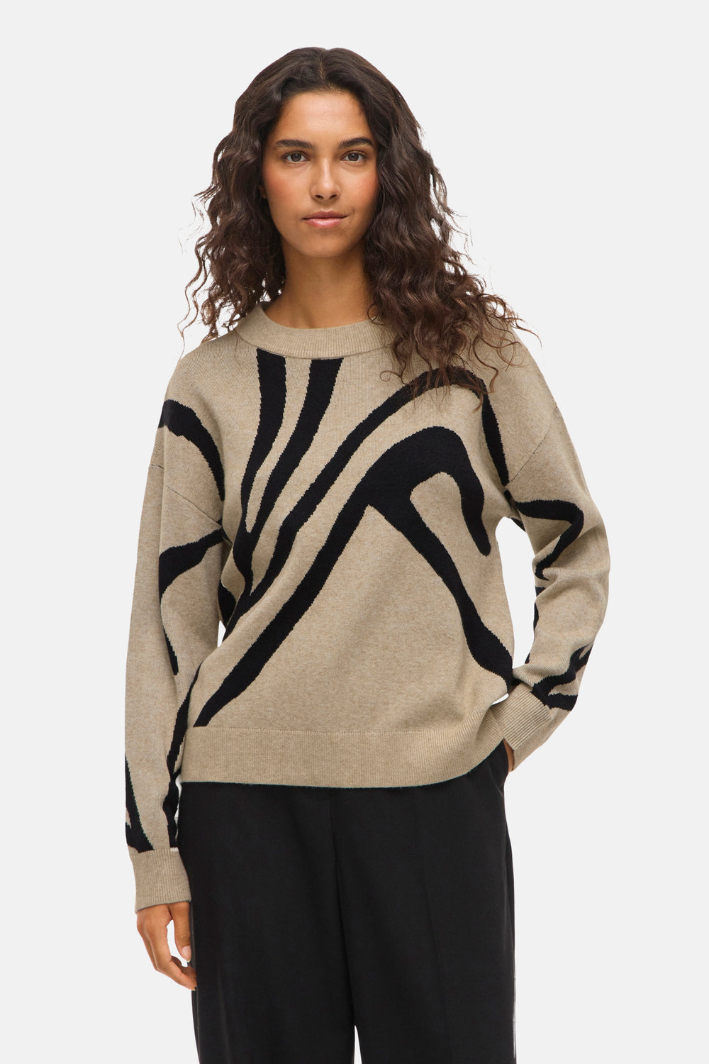 Pull met ronde hals - Beige
