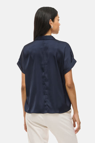 Blouse met korte mouwen - blauw