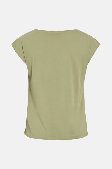 Groen T-shirt met korte mouwen van VILA®, effen, achterkant.
