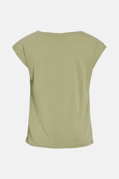 Groen T-shirt met korte mouwen van VILA®, effen, achterkant.