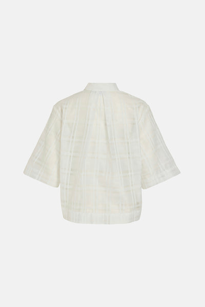 Wit blouse met korte mouwen van VILA, met transparante ruitjes.