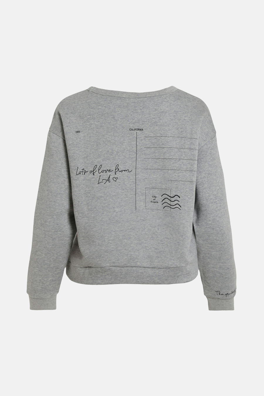 Sweat-shirt gris à col rond de VILA, motif imprimé carte postale au dos.

