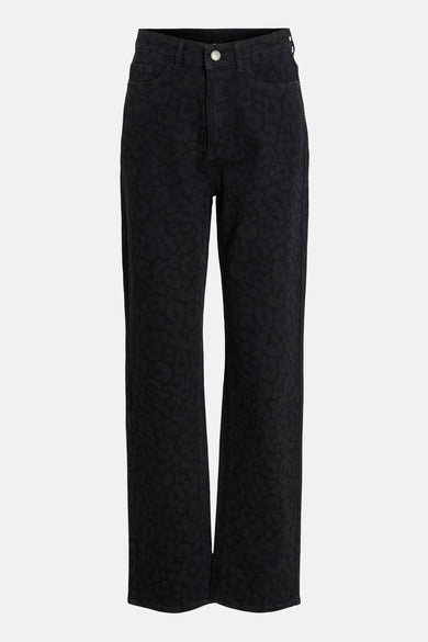 Jean coloré noir denim par VILA®, avec un motif léopard ton sur ton discret.
