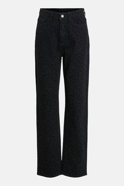 Jean coloré noir denim par VILA®, avec un motif léopard ton sur ton discret.