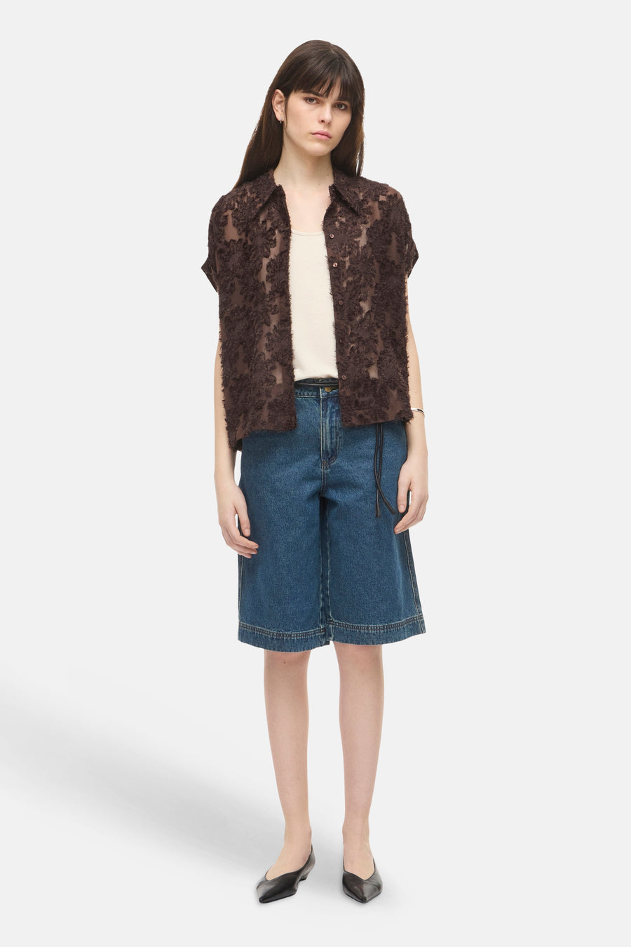Blouse (korte mouwen) bruin - ROUGE EDIT
