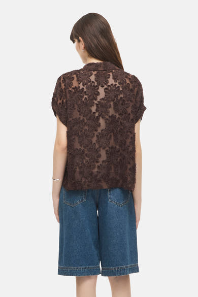 Blouse (korte mouwen) bruin - ROUGE EDIT