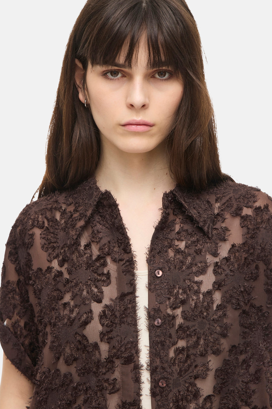 Blouse (korte mouwen) bruin - ROUGE EDIT