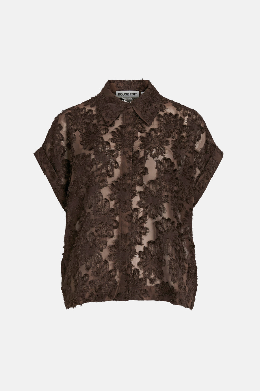 Blouse (korte mouwen) bruin - ROUGE EDIT