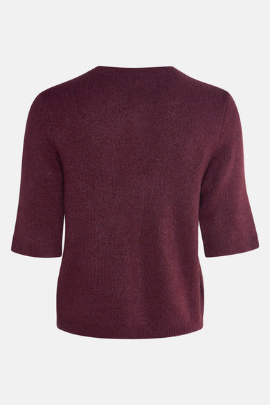 Bordeaux vest van VILA®, in fijne brei met korte mouwen, achterzijde.
