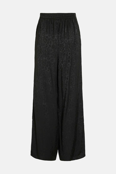 Pantalon noir de VILA®, coupe ample et motif léopard ton sur ton discret.