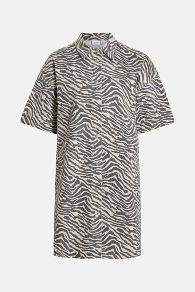 Korte veelkleurige jurk van VILA®, met zebraprint, korte mouwen en een rechte pasvorm.