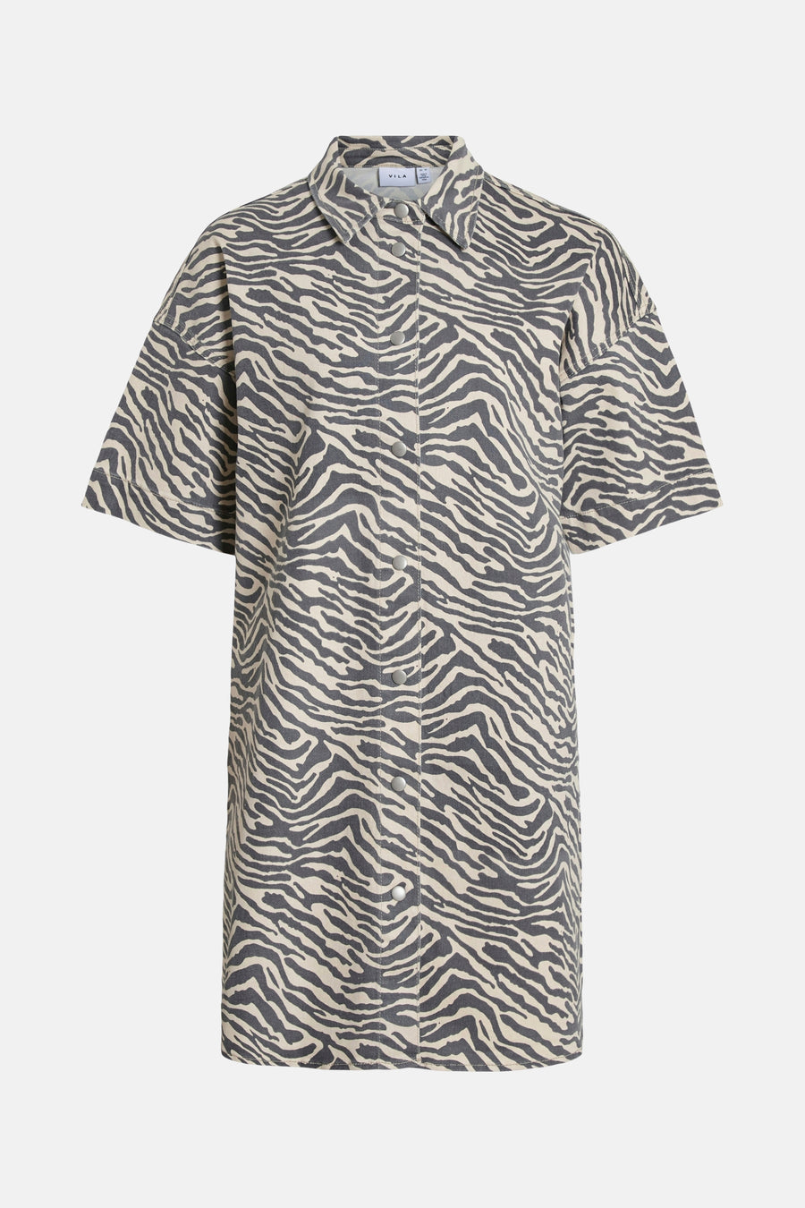 Korte veelkleurige jurk van VILA®, met zebraprint, korte mouwen en een rechte pasvorm.