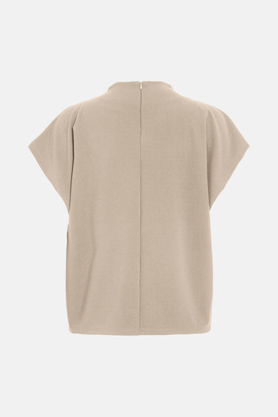 Beige blouse met korte mouwen van VILA®, met onopvallende ritssluiting aan de achterkant.